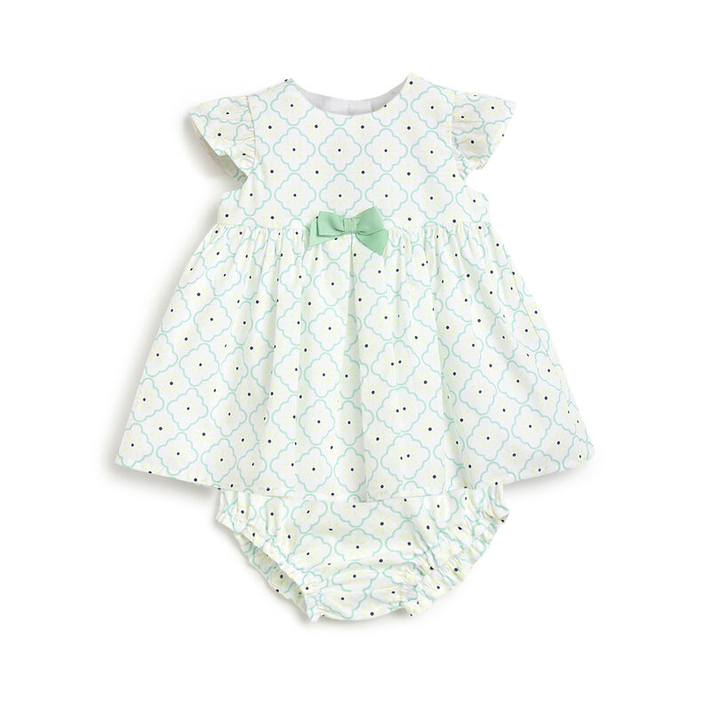 Girls White and Yellow Printed Outfit with Dress image number 0